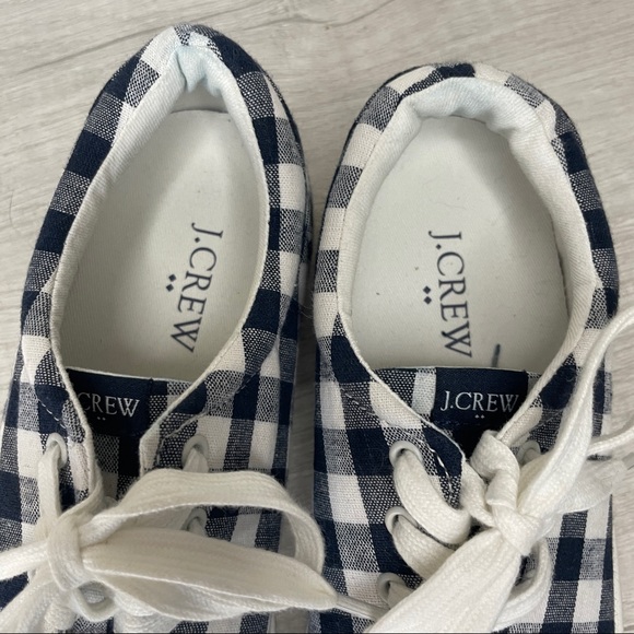 J. Crew Navy Gingham Roap Trip Canvas Lace-Up Sneaker Size 6 - Picture 5 of 10